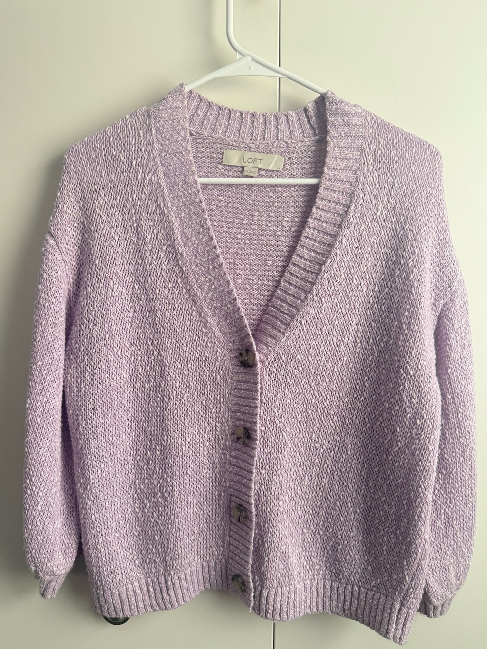 LOFT Lavender V-Neck Cardigan